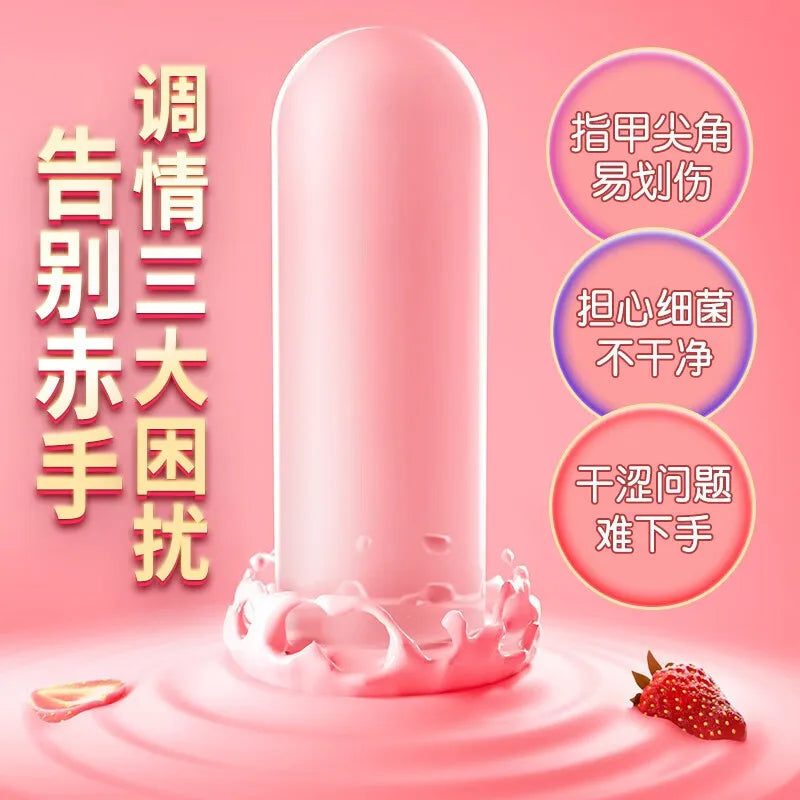 10pcs Strawberry Flavor Finger Condom Sex Toy High Elastic Medical-grade Clitoris Stimulator Erotic Product Adult Fingeer Sleeve - Seprincess