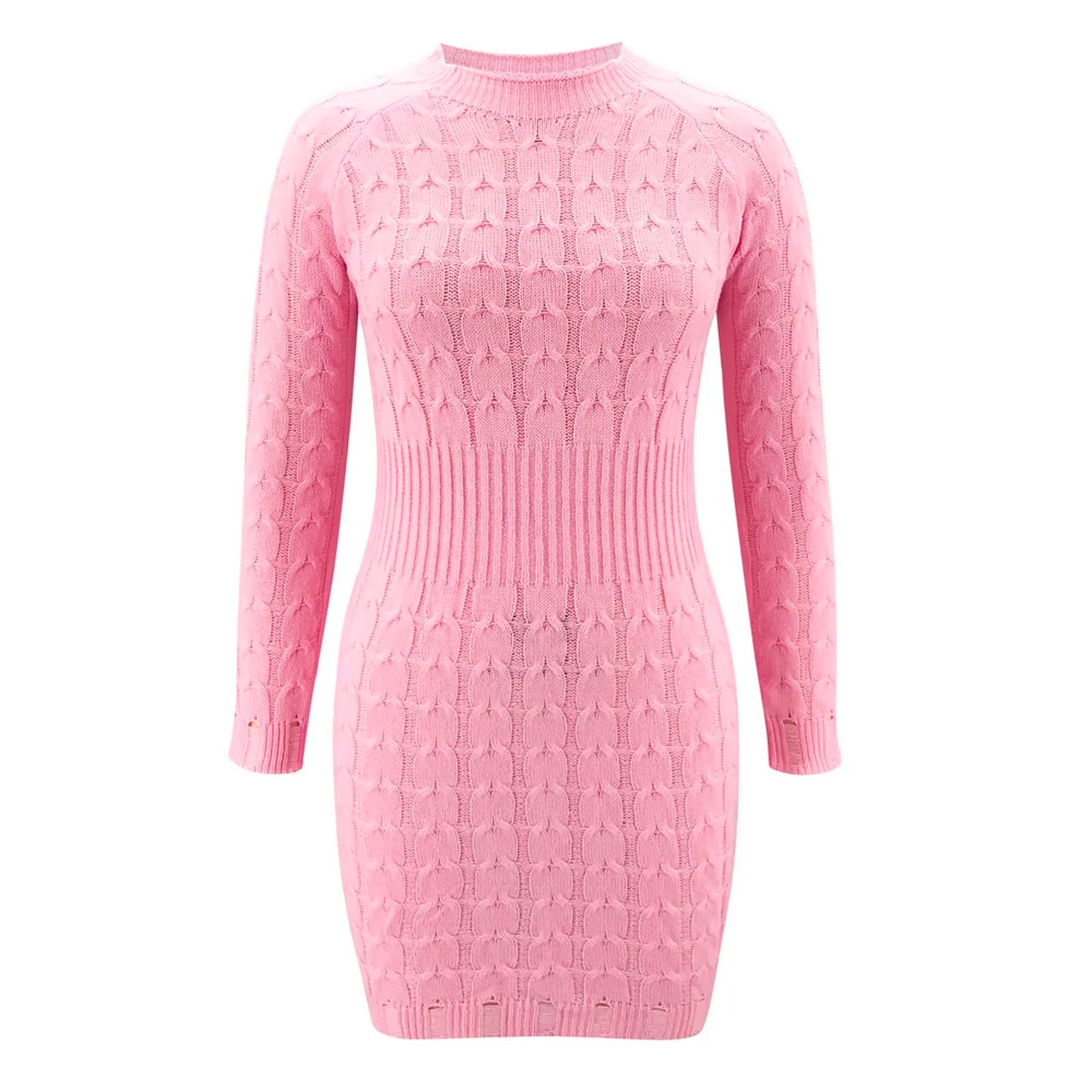 Female Aesthetic Dress O-Neck Long-Sleeved Loose Solid Sweater Women's Casual Knitted Autumn Winter Sexy Dresses Vestidos - Seprincess