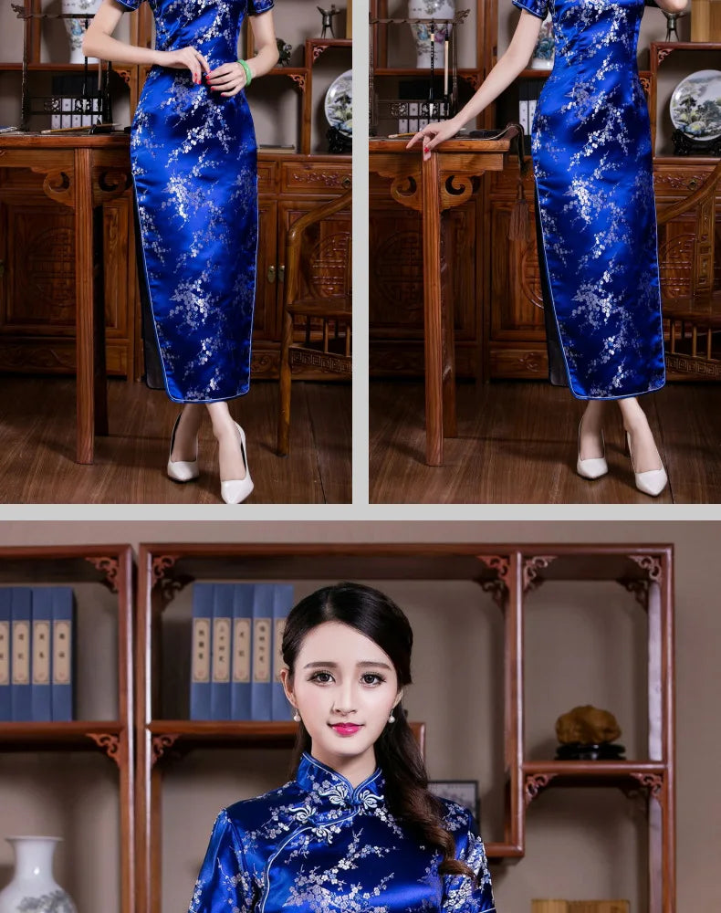 S-6Xl Plus Size Cheongsam Women Elegant Qipao Tradition Chinese Style Dresses Dragon Jacquard Cheongsams Sexy Long Vestidos - Seprincess