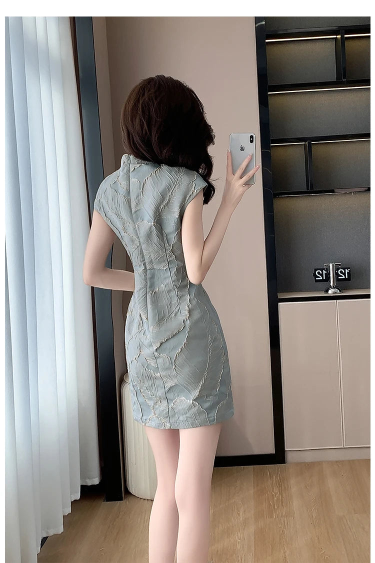 Chinese Style Short Qipao Dress Summer High-End Split Modern Improved Fashion Cheongsam - Seprincess