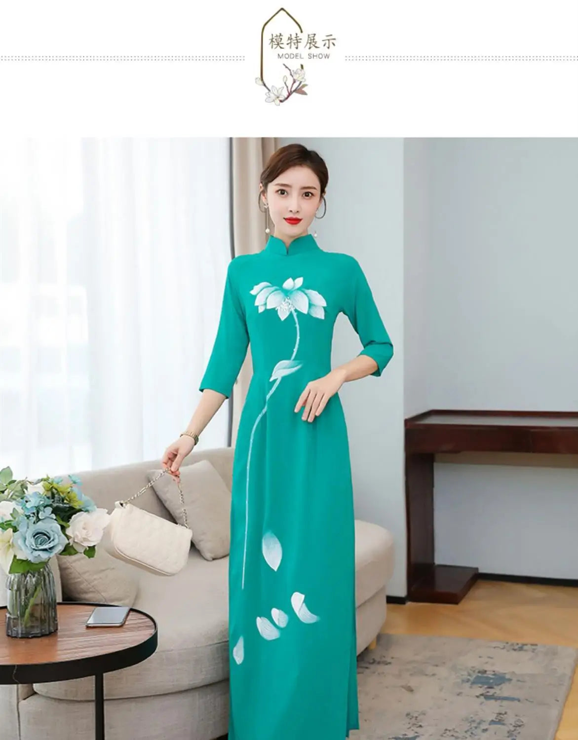 Spring Summer Ao Dai Cheongsam Folk Style Vietnam Chiffon Aodai Graceful Elegant Women Chinese Traditional Dress Improve Qipao - Seprincess