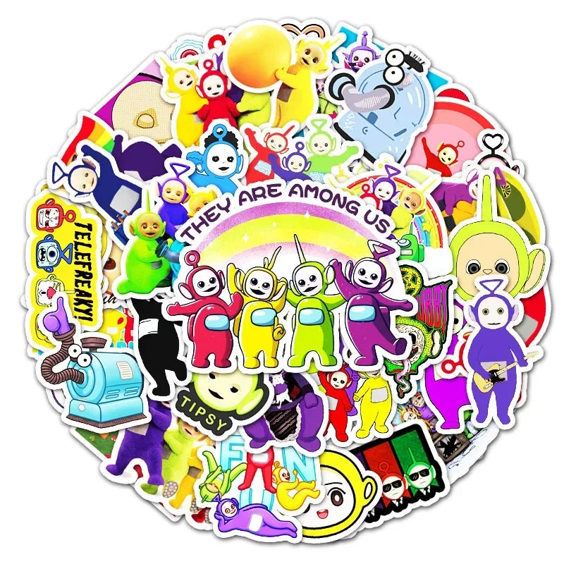 50pcs Cartoon Anime Cute Teletubbies Cartoon Stickers Luggage Laptop Scooter Mobile Phone Car Sticker - Seprincess