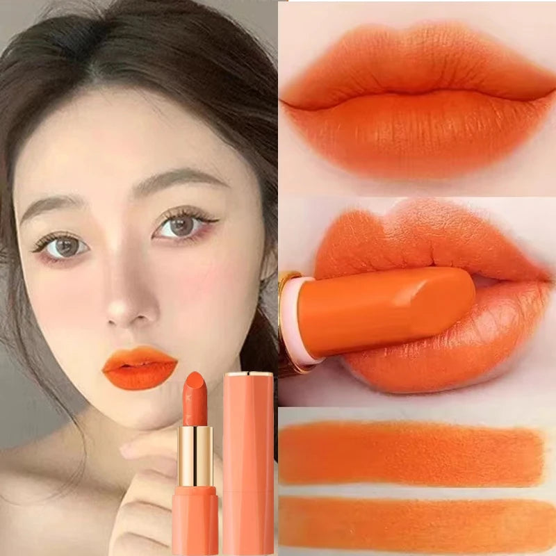 Orange Color Matt Lipstick Lip Glaze Silky Smooth Not Easy To Fade Lip Gloss Long Lasting Lip Stick Sexy Women Cosmetics Makeup - Seprincess