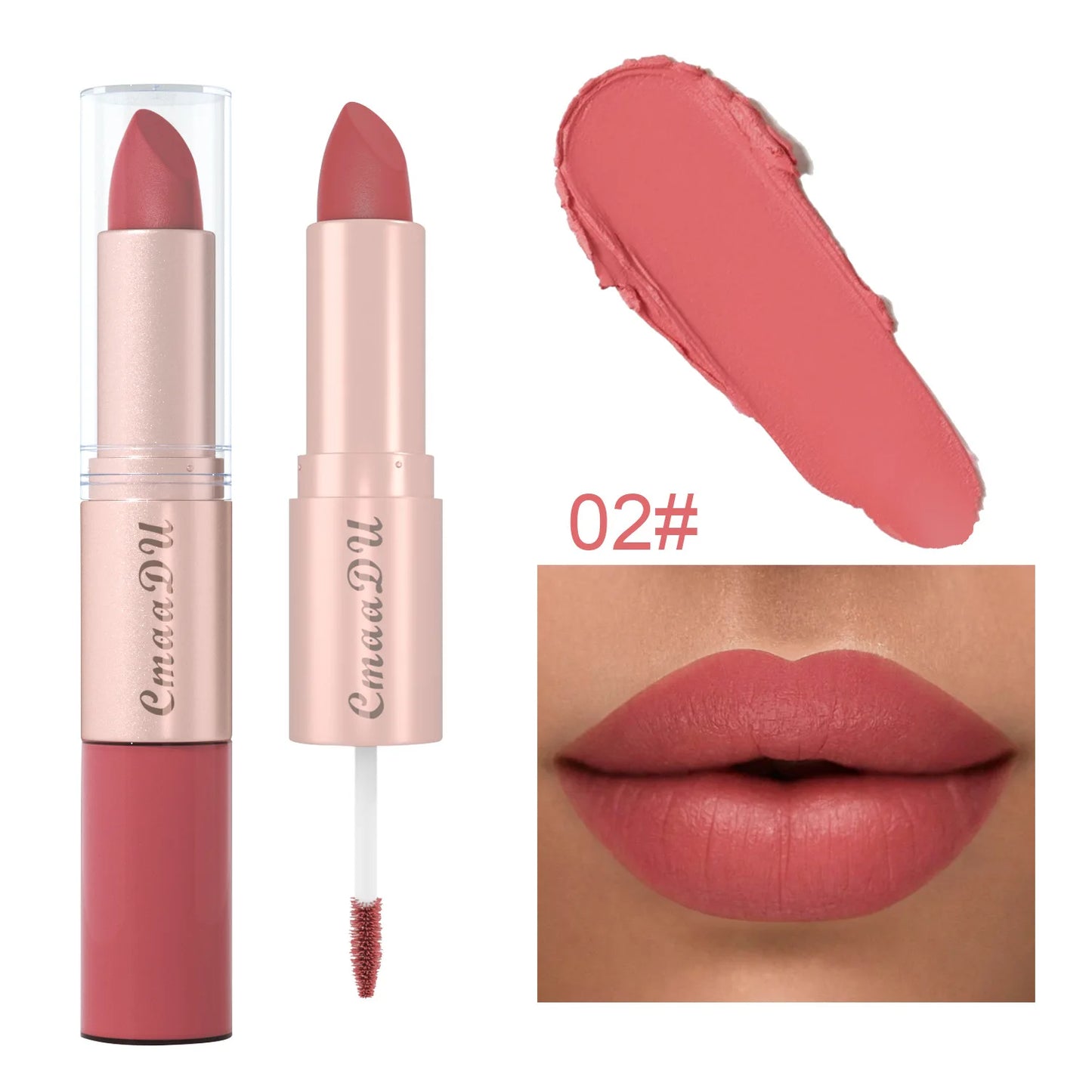 Double Ended Matte Lipstick Waterproof Nude Matte Velvet Glossy Lip Gloss Lip Balm Sexy Red Lip Tint Women Fashion Makeup Gift - Seprincess