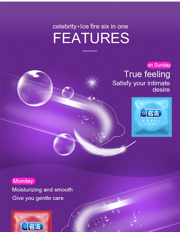 24PCS Ice Fire Feeling Condoms Adult Sex Toys Particles Sleeves For Penis Male Erotic Product Fama Latex Lasting Condom Sex Shop - Seprincess