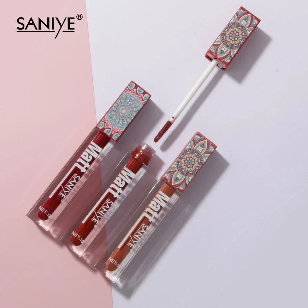 1PCS Waterproof Matte Nude Lip Gloss Brown Nude Pigment Dark Red Long Lasting Velvet Liquid Lipstick Women Makeup Lip Glaze - Seprincess