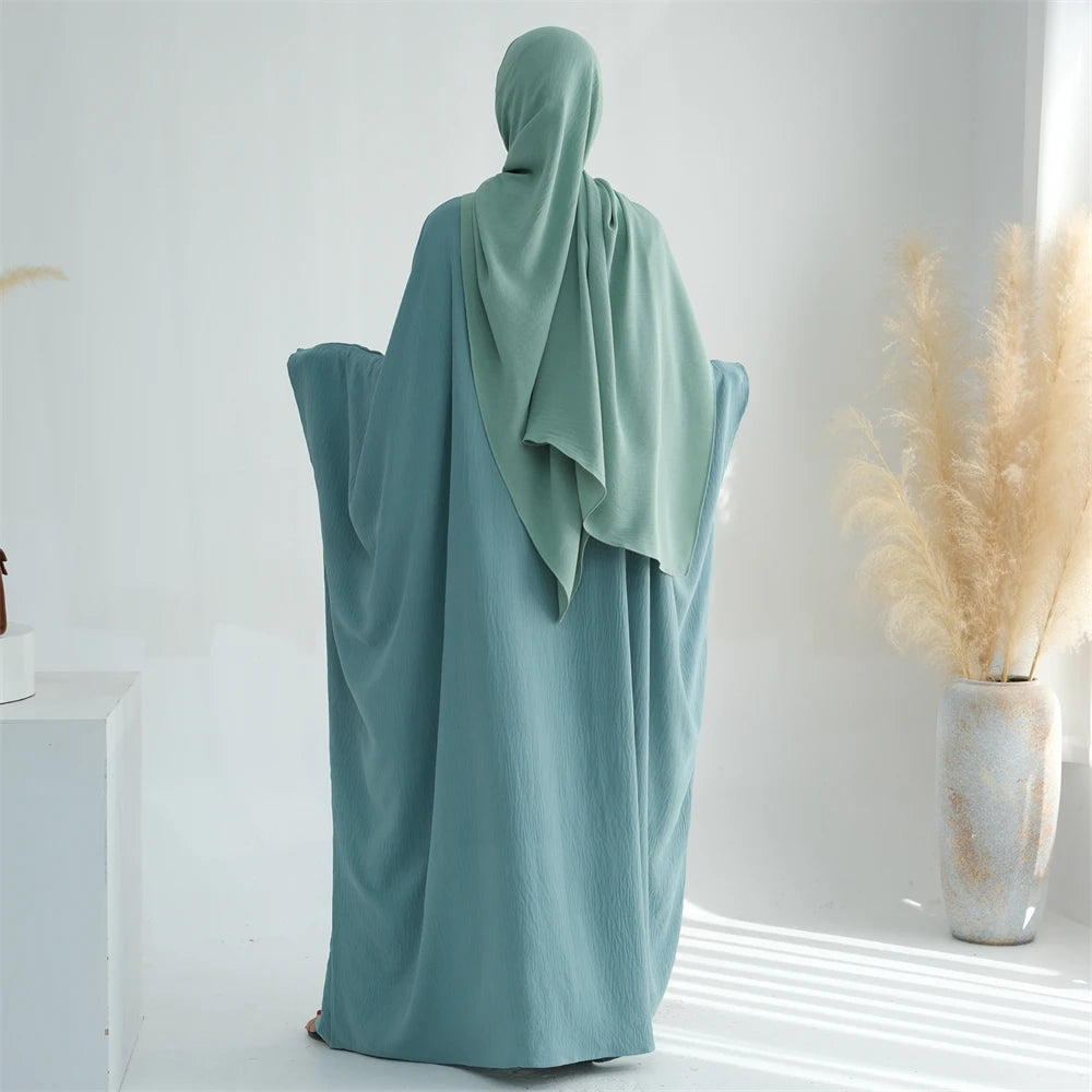 Ramadan Eid Crepe Batwing Butterfly Modest Abaya Dubai Luxury 2024 Muslim Jersey Hijabs Kaftan Dress For Women Kebaya Vestidos