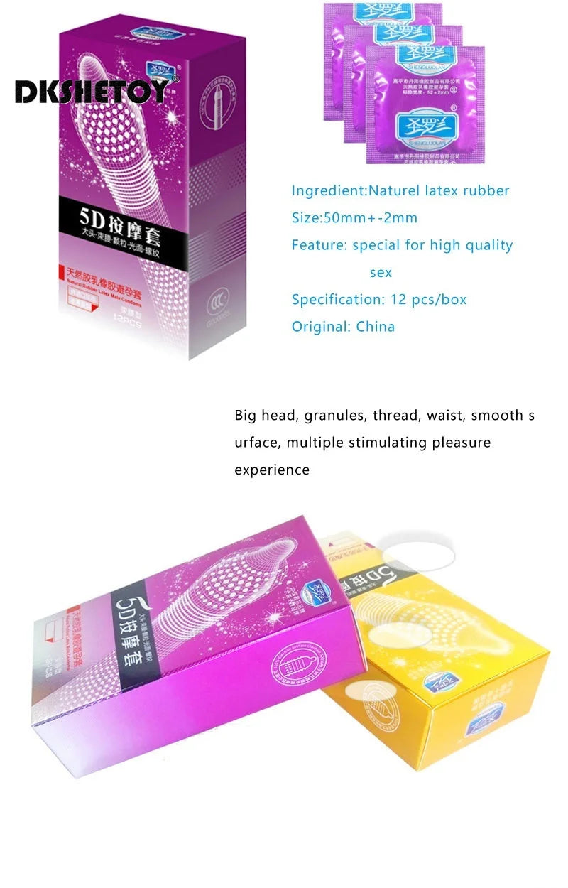 5D Dotted Condoms with mustache Ribbed G Point Latex Ultra Thin Condom Orgasm Contraceptives Stimulate Vaginal adults Sex Toys - Seprincess