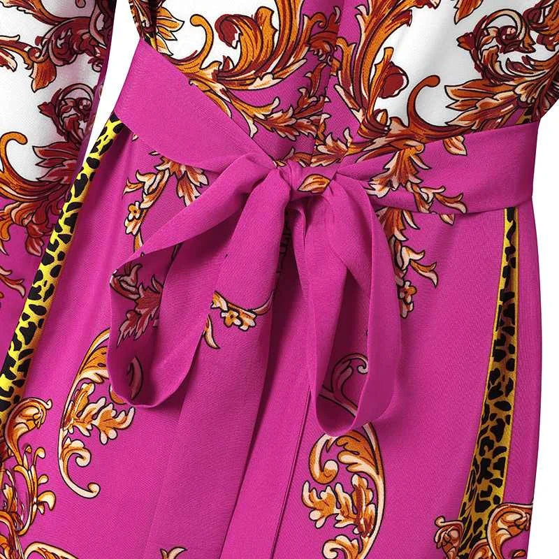 VONDA Maxi Dress 2024 Summer Women Bohemian Printed Party Sundress Long Sleeve Stand Collar Casual Robe Holiday Vestidos Belted - Seprincess