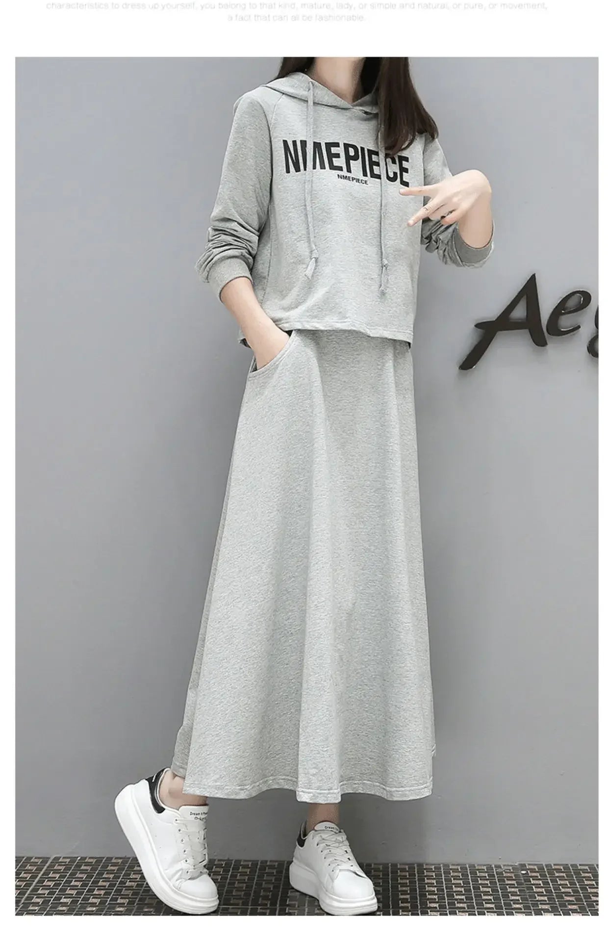 Women's Spring Autumn 2023 New Style Slimming Sweatshirt Dress Two-piece Suit Age-reducing Belly-covering Clothing - Seprincess