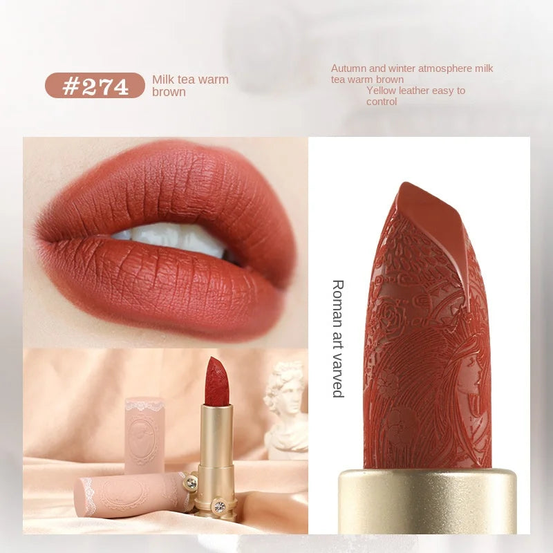 Artistic Embossed Lipstick MatteSexy Matte Lipsticks Waterproof Lip Gloss Long Lasting Liquid Lipstick Korean Makeup Cosmetics - Seprincess