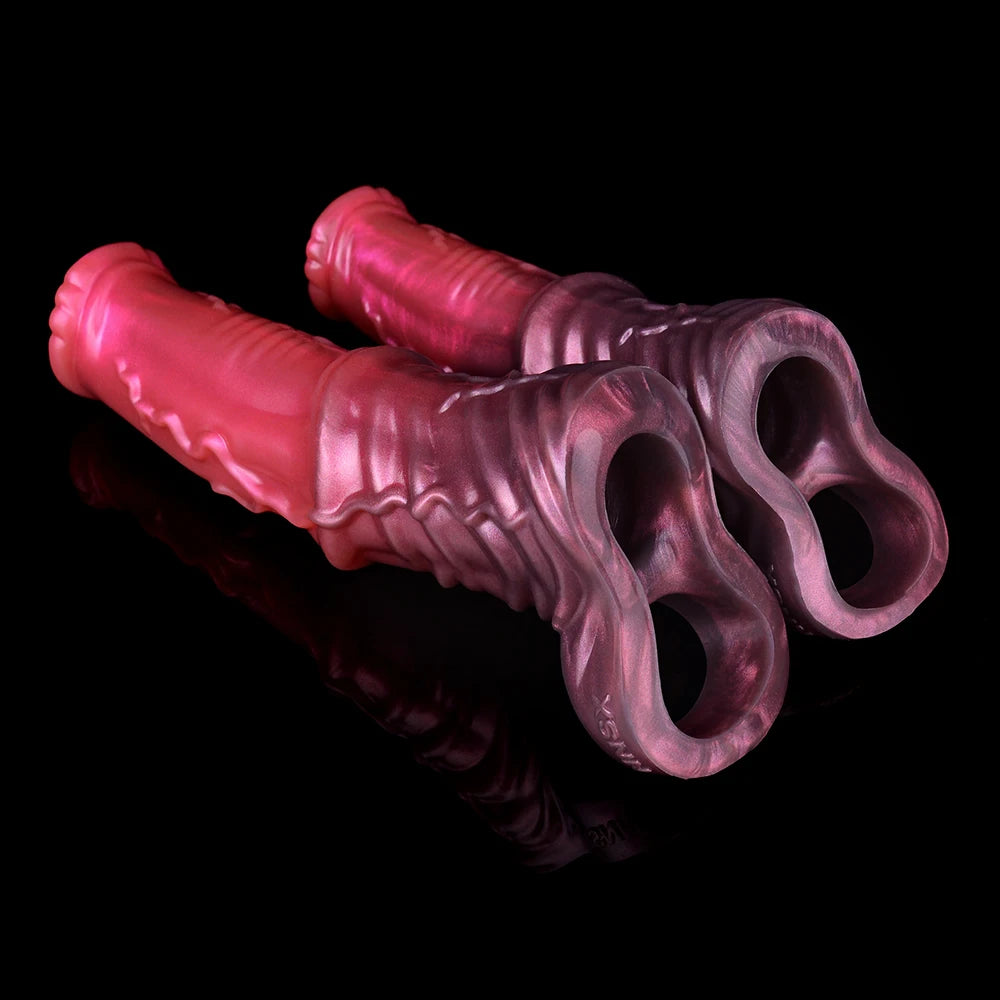 FAAK Large Silicone Fantasy Knot Penis Sleeve  Cock Enlargement Sex Toys For Men Delay Ejaculation Size M L