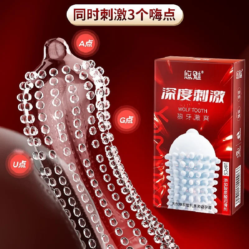 Large Spikes Condoms Adult Game Sex Toys Particles Sex Accessories Men Penis Sleeves Cock Cover High Passionate Sex Products - Seprincess