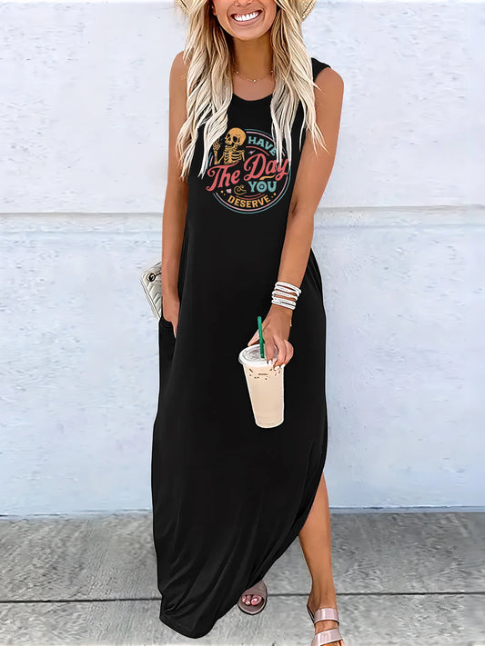 Summer Loose Long Sleeveless Vest T-Shirt Dress For Women Bf Lazy Style Thin Straight Dress - Seprincess