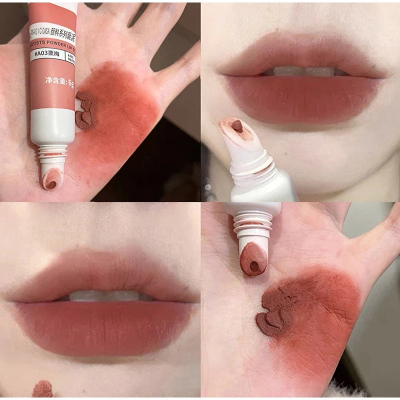 Lip Gloss Moisturizing Lip Tint Mud 6 Colors Lips Makeup Lipstick Long Lasting Lip Glaze Creative Cosmetics Waterproof Korean - Seprincess