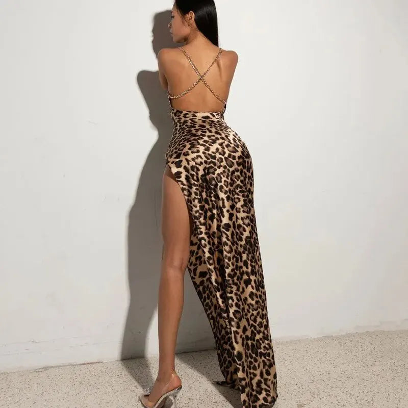 Hawthaw Women Sexy Party Club Evening Streetwear Bodycon Leopard Long Dress 2024 Summer Clothes Wholesale Items For Business - Seprincess