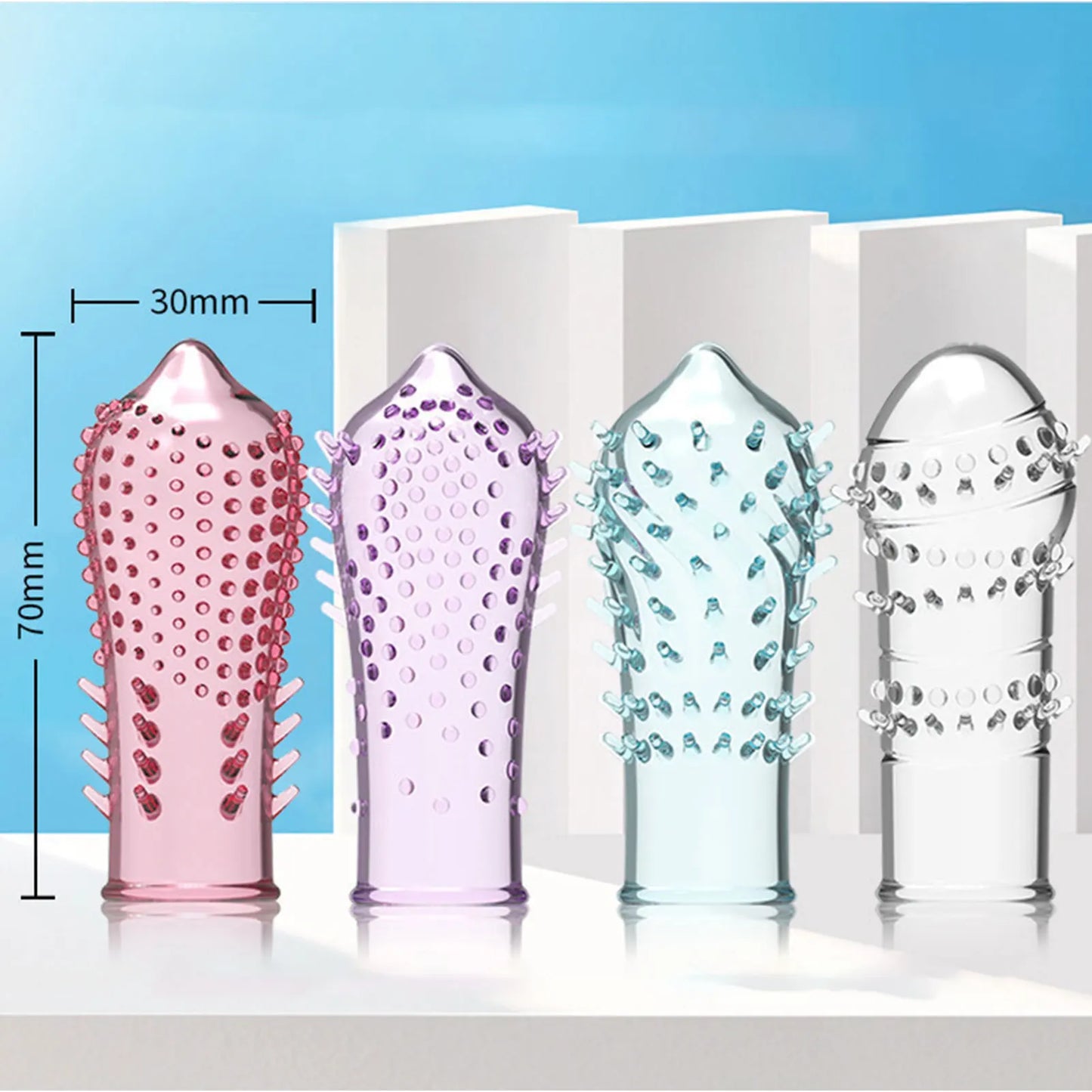 Reusable Crystal Spiked Condoms Sex Toys For Men 18+ Big Dotted Pussy Stimulation Penis Enlargement Penis Sleeve Adult Sex Shop - Seprincess