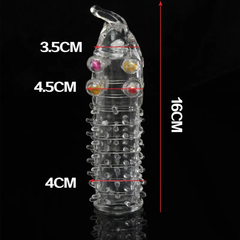 3D Large Particles Crystal Mace Penis Condoms with Spines Thick Penis Enlarger Delay Ejaculation Cock Ring for Sex Life Couples - Seprincess