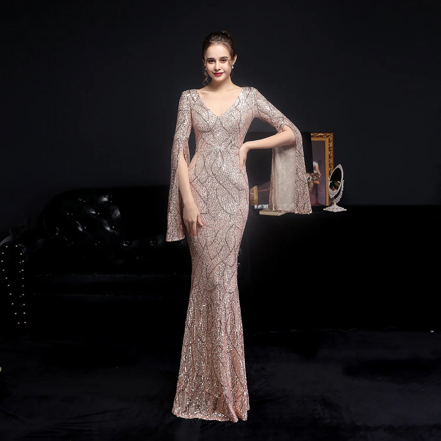 YIDINGZS Women Sequin Evening Dress Sexy Party Maxi Dress - Seprincess