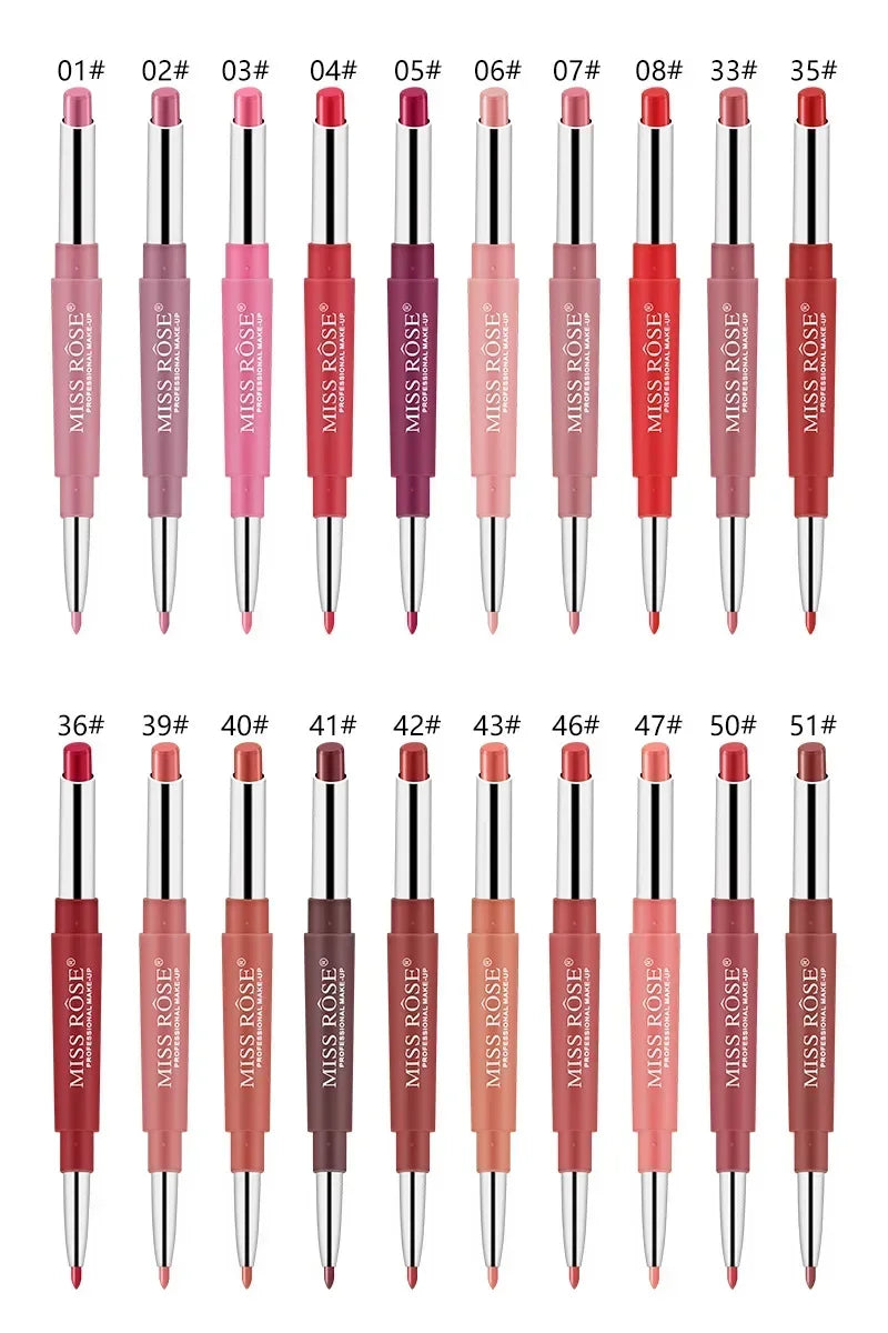 Miss Rose Double-end Lipstick Lipgloss Pencil Makeup Long Lasting Tint Sexy Red Lip Stick Beauty Matte Lip Gloss Pen Cosmetic - Seprincess