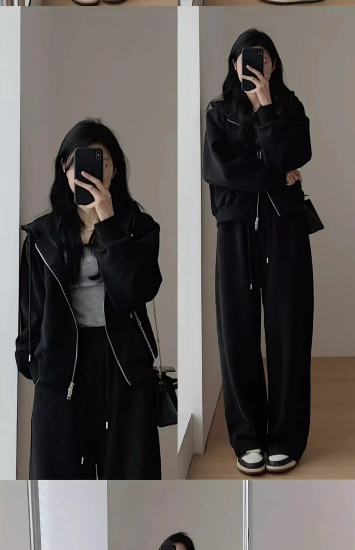 2024 Autumn Winter New Solid Loose Women's Hoodie and Sweatpants Two Piece Set Korean Fashion Y2k Zip Up Hoodie Sweatshirts