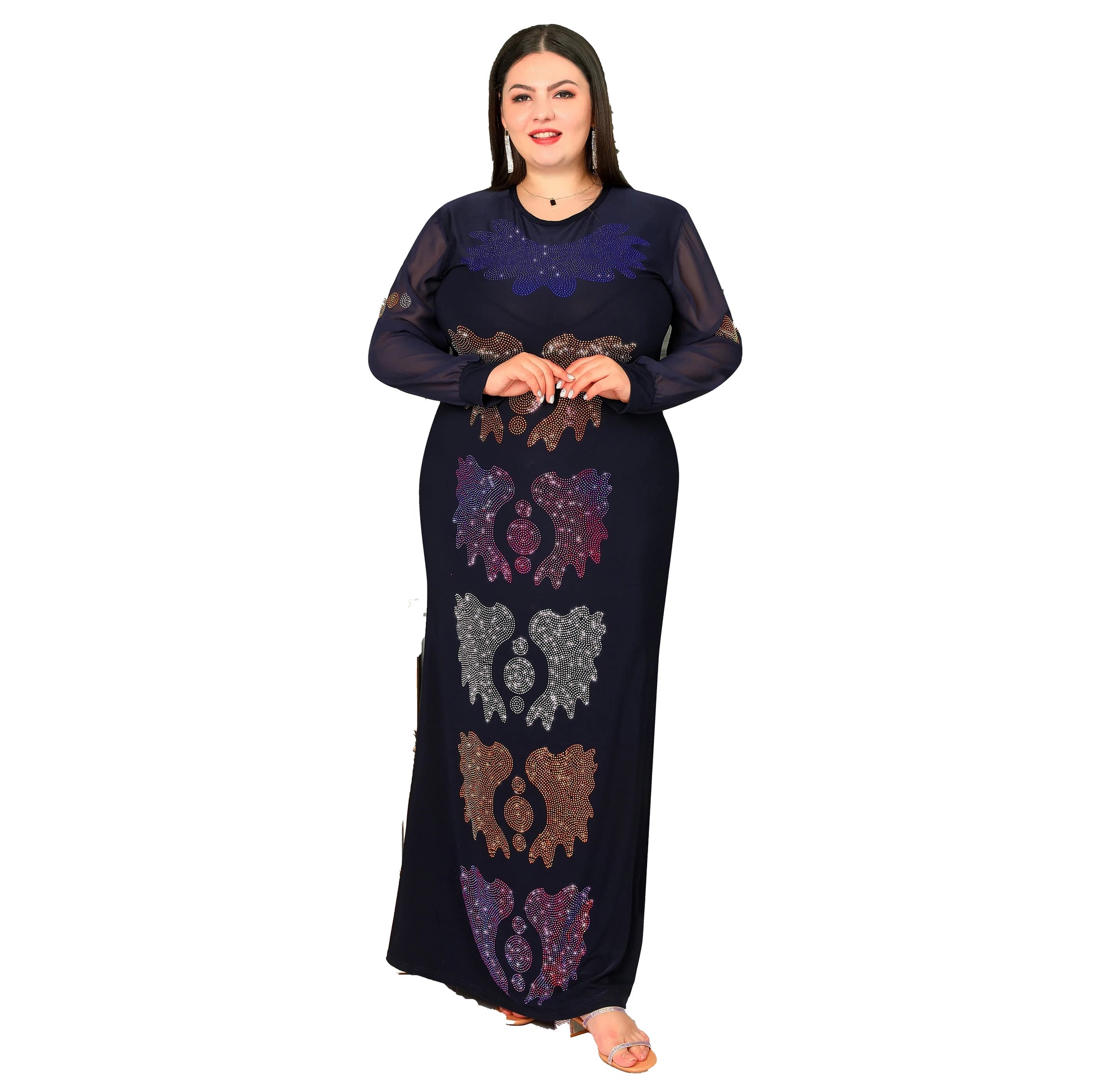 Muslim Dress Women's Long Dress Dubai Abaya Delicate Butterfly Pattern Chiffon Sheer Long Sleeve Party Birthday Party Everyday - Seprincess