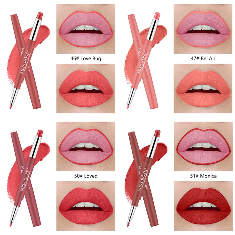 Miss Rose Double-end Lipstick Lipgloss Pencil Makeup Long Lasting Tint Sexy Red Lip Stick Beauty Matte Lip Gloss Pen Cosmetic - Seprincess