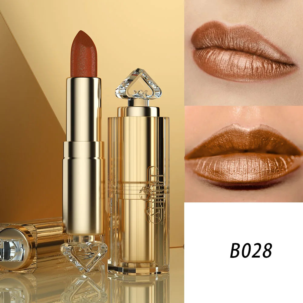 Metallic Coral Orange Lipstick for Women Nude Pink Lipsticks Long Lasting High Shine Glitter Lipstick No Smudge Full-Coverage - Seprincess