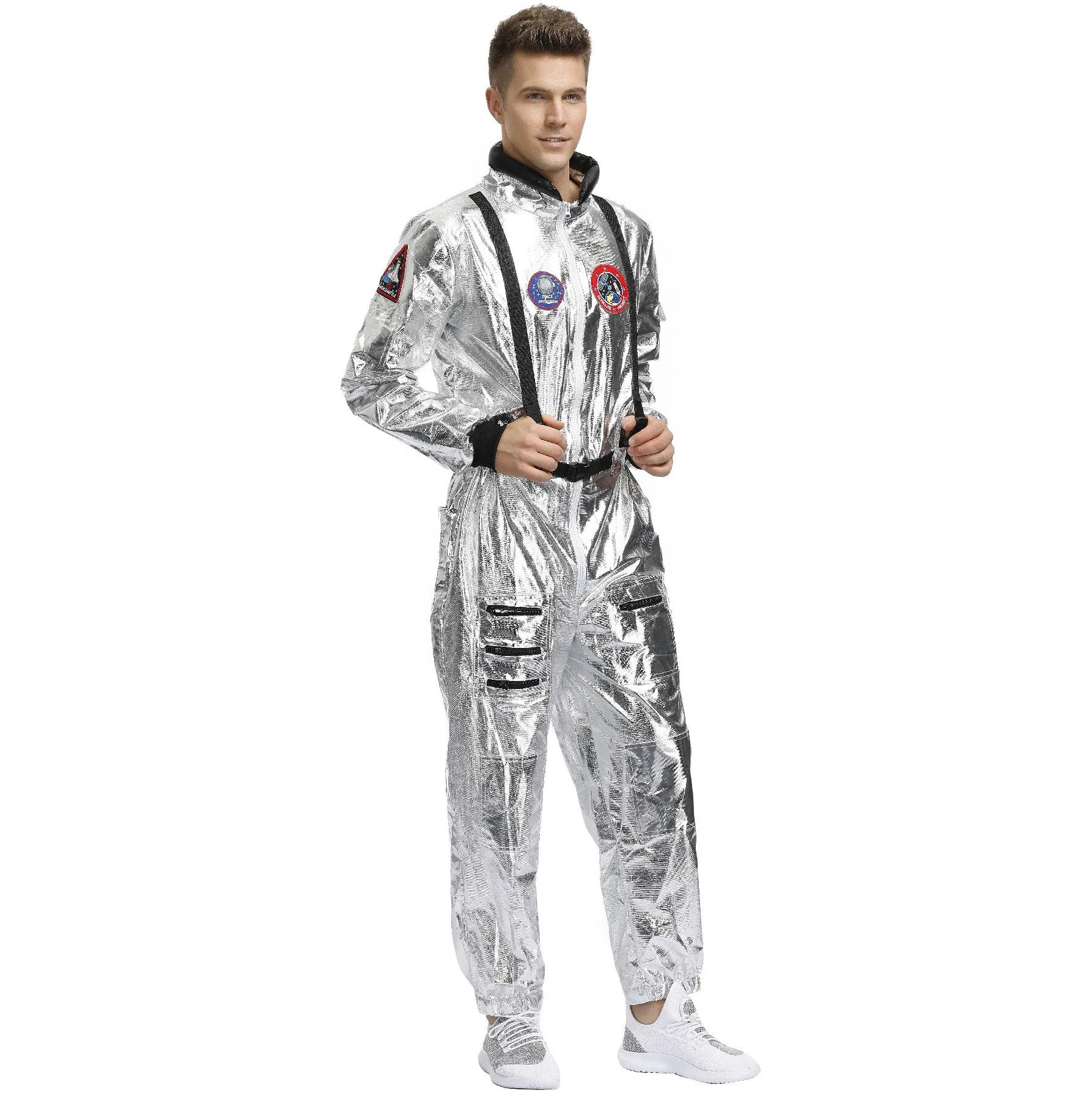 Halloween Christmas Silver Spaceman Men Women Space Suit Adult Children Astronaut Costume Family Party Dress Up Birthday Gift - Seprincess