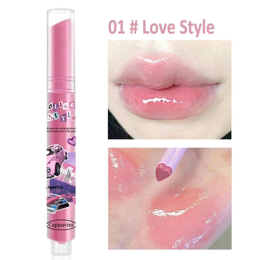 Transparent Lip Glaze Flower Honey Jelly Lipstick Pen Waterproof Non-stick Cup Heart-shaped Lip Gloss Korea Women Lips Makeup