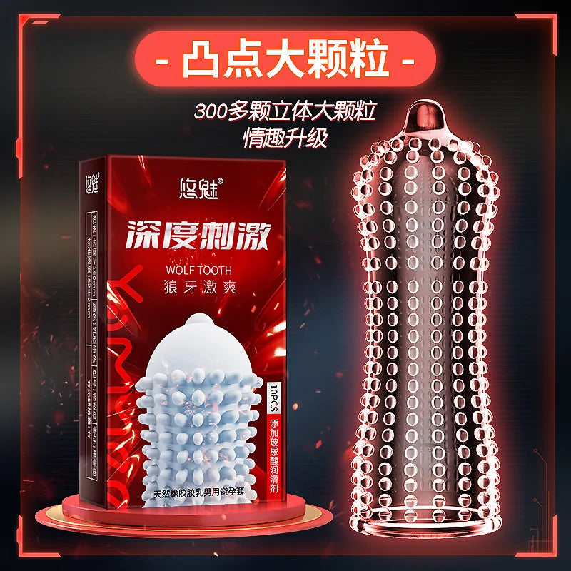 Dotted Thread Condoms Contraception Sex Toys Erotic Penis Sleeves For Men Vaginal Massage Stimulation Condoms Adult Sex Shop - Seprincess