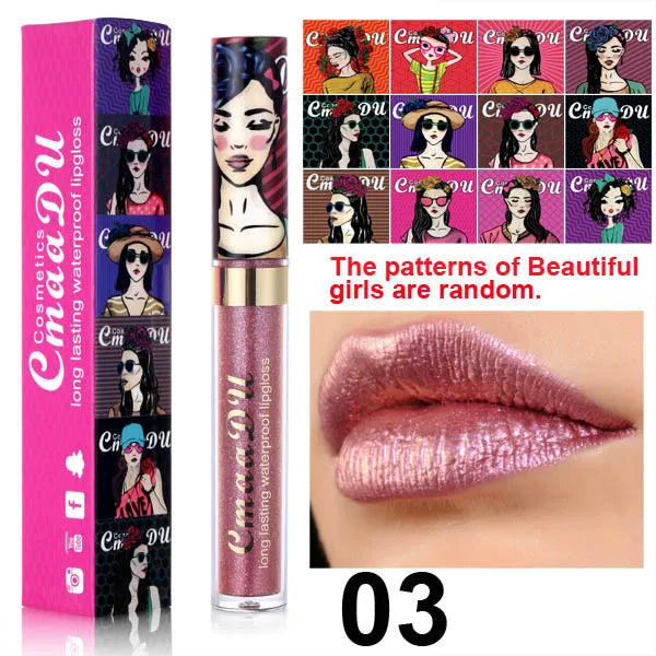 CmaaDu Glitter Lip Gloss Beauty Girl Diamond Shimmer Lip Tint Make Up Waterproof Long Lasting Gray Flash Liquid Lipstick Makeup - Seprincess