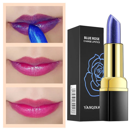 Temperature Color Change Lipstick Blue Shimmer Lipstick Blue Changed Into Pink Lip Stain Gloss Moisturizing Lip Balm Tint Makeup - Seprincess