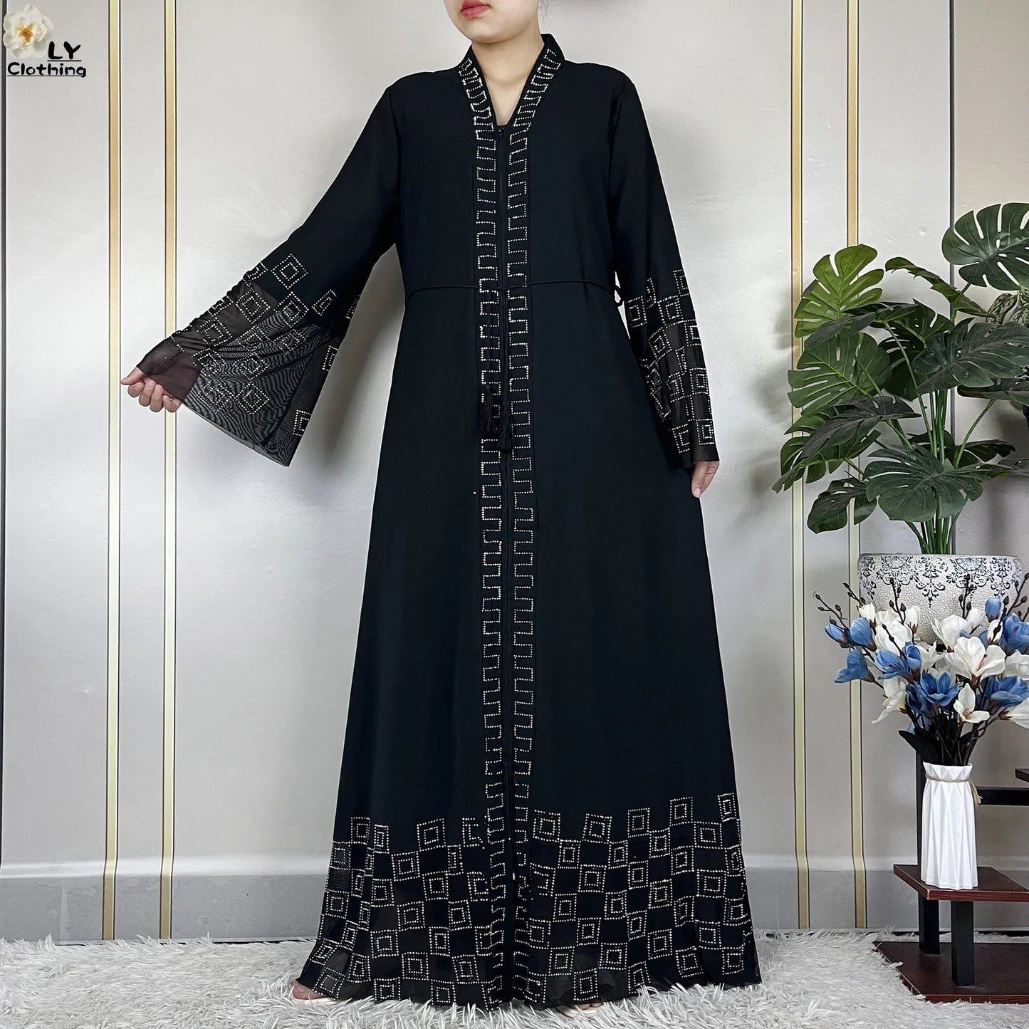 2024 For Women Elegant Dresses Dubai Party Outfits Long Sleeved Chiffon Dashiki Muslim Women Robe Open African Abaya Clothing - Seprincess