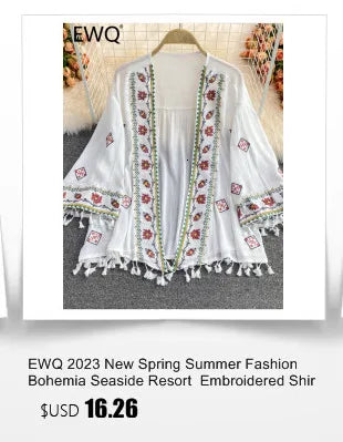 EWQ Sweet Style Y2K Women Nice Foreve Dress Embroidery O-neck Bandage Long-sleeve White Dresses Womens Spring Summer 2023 New - Seprincess