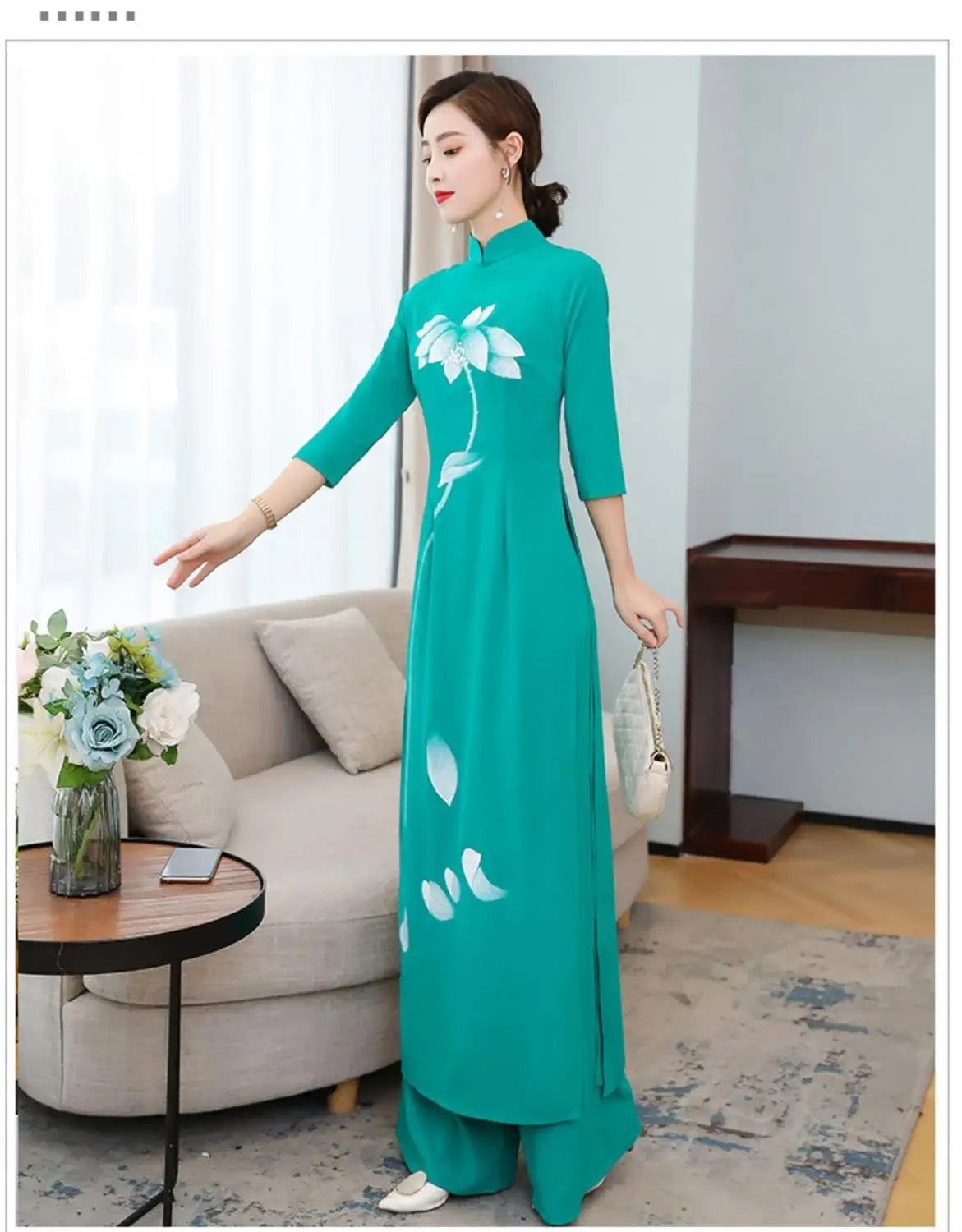 Spring Summer Ao Dai Cheongsam Folk Style Vietnam Chiffon Aodai Graceful Elegant Women Chinese Traditional Dress Improve Qipao - Seprincess