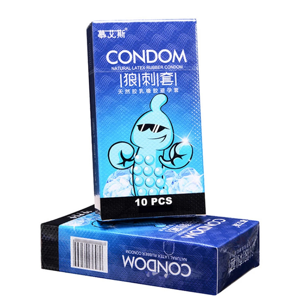 G spot Condoms 10PCS Particles for long sex Delay Ejaculation thin Condoms Big dotted Stimulation Penis Sleeves Adult Sex Toys - Seprincess