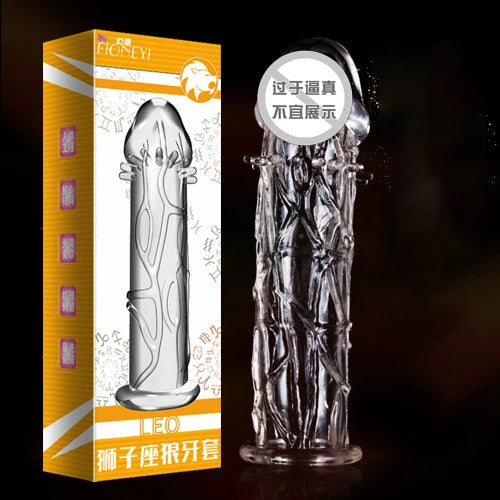 Wolf's Tooth Condom Crystal Single Box Large Particle Stabbing Penis Sleeve Reusable Cock Ring Extender Erotic Condoms for Men