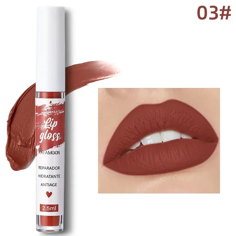 12 Color Sexy Long Lasting Velvet Matte Lip Gloss Liquid Lipstick Lip Makeup Women Beauty Red Nonstick Cup Waterproof Lip Gloss