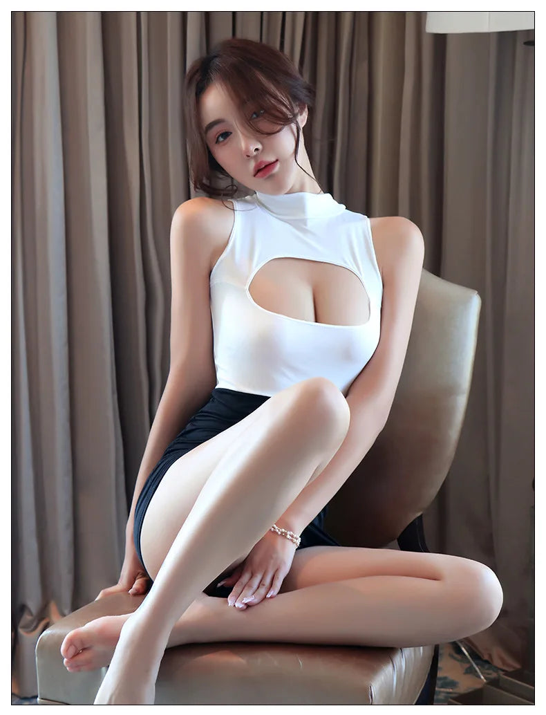 Dress Secretary uniform one-piece passionate and pure desire short skirt dress on promotion Summer clothes nightclub hot girl - Seprincess