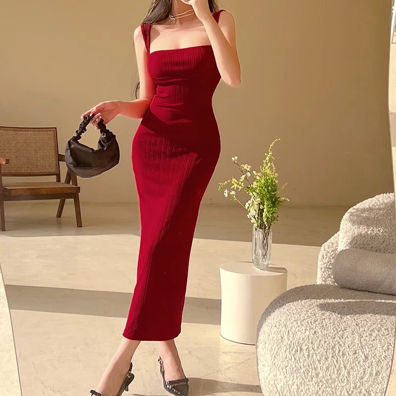 Women's elegant style, elegant ladylike lady style slim long dress, suspender dress for women - Seprincess