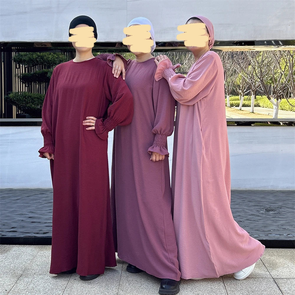 Eid Jersey Solid Modest Under Abaya Dubai 2024 Palestine Women Islamic Clothing Muslim Kaftan Inner Dresses Robe Femme Musulmane - Seprincess