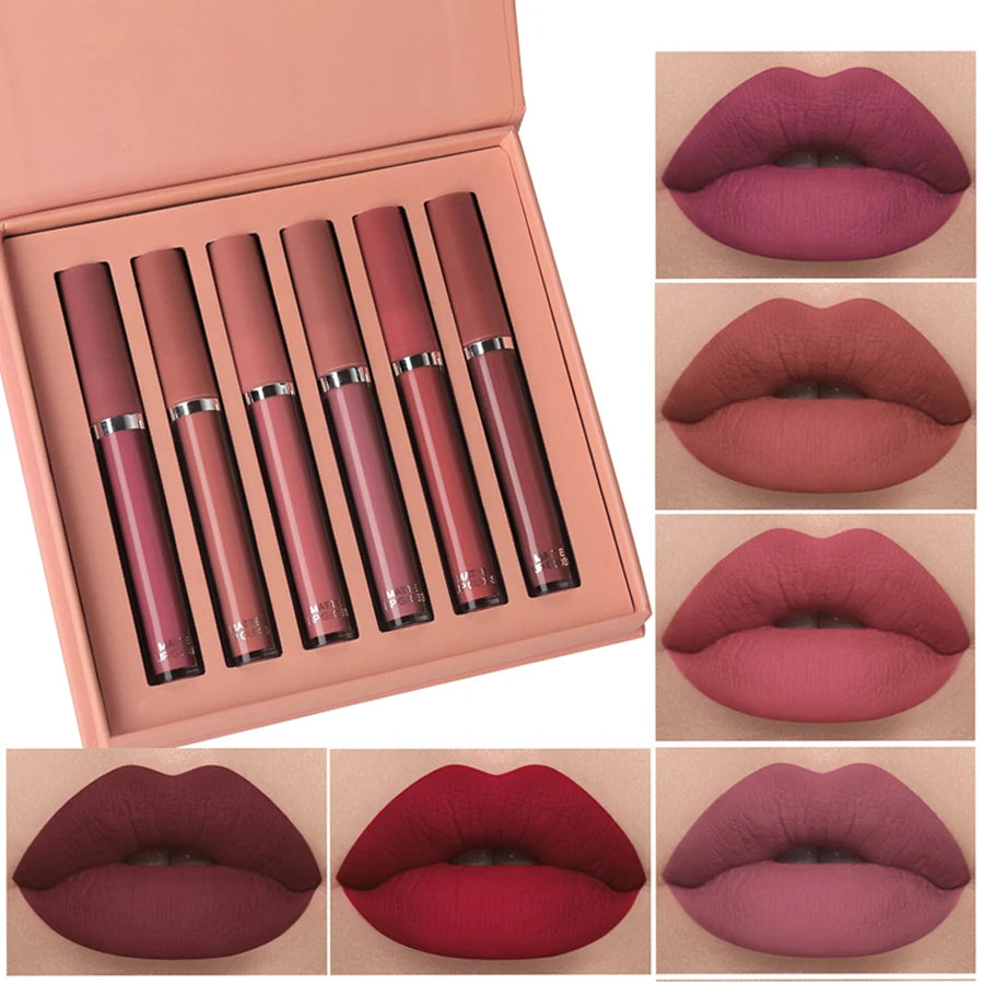 Holiday Gift Box 6PC/Set Matte Velvet Lip Gloss Waterproof Moisturizing Long-lasting Liquid Lipstick - Seprincess