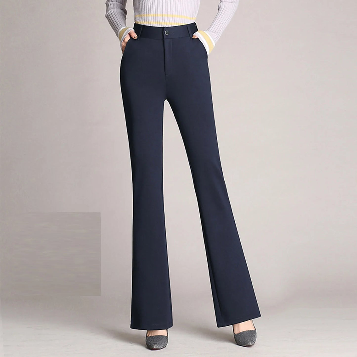 Flared Pants Women'S Bootcut Trousers Large Size Elastic Bell Trousers Suit Trousers Straight High Waist Work Trousers Trousers