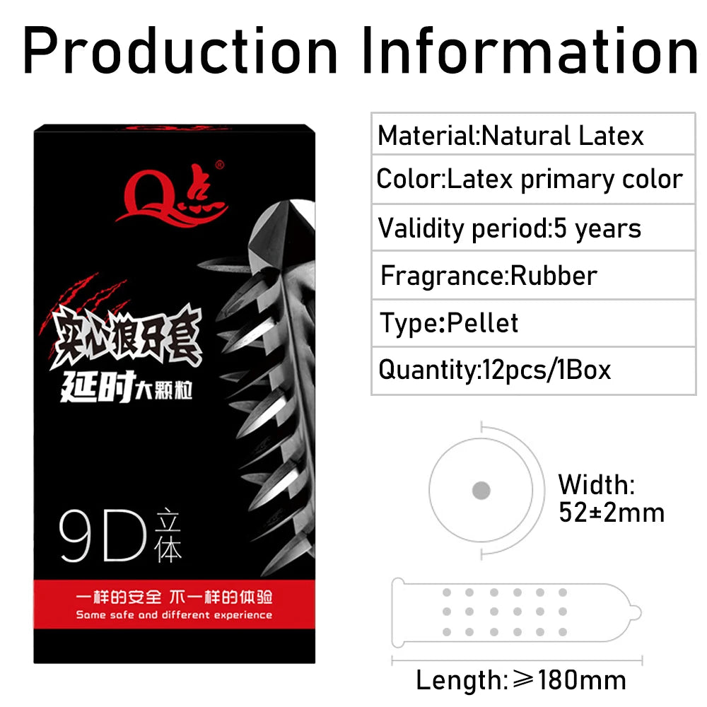 5D Dotted Condoms Thread Ribbed G-Point Latex Ultra Thin Condom Orgasm Contraceptives Stimulate Vaginal Penis Sleeves Sex Toys - Seprincess