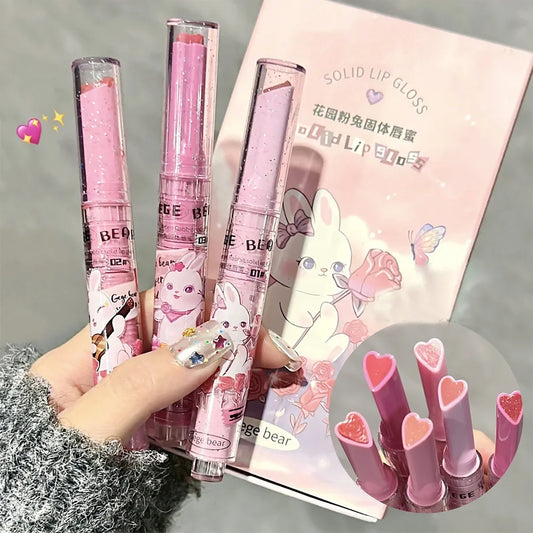 Solid Lip Gloss Gege Bear Garden Pink Rabbit Moisturizing Watery Colored Lip Balm Tender Lipstick Set - Seprincess