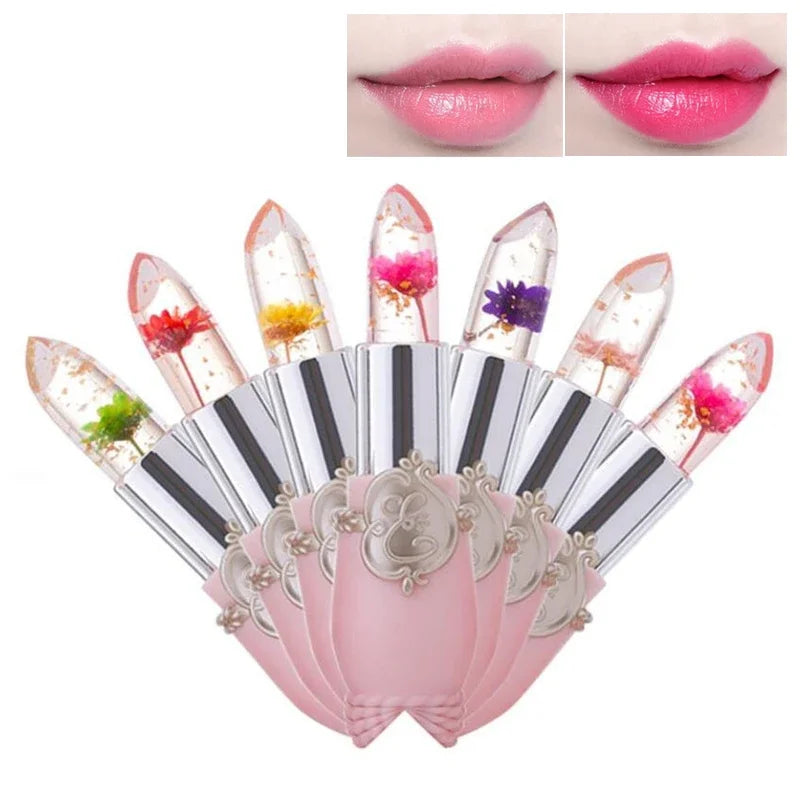 Crystal Jelly Flower Lipstick Temperature Color Changing Lip Balm Makeup Moisturizing Long Lasting Magic Lipsticks - Seprincess