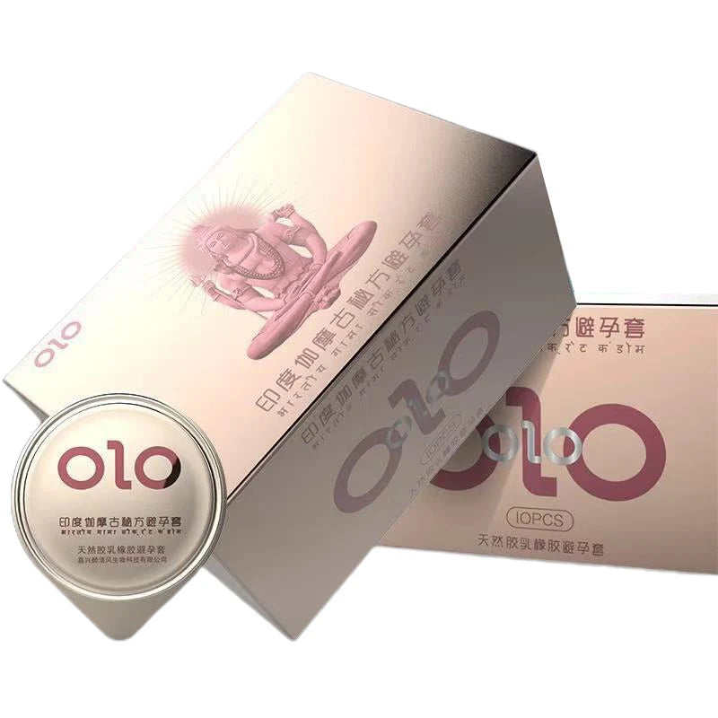 OLO Indian Delay Oil Condom Lasting Penis Sleeves Adult Sex Toys For Men Dotted Thin Ice Fire Feeling Condoms Cock Sex Supplies - Seprincess