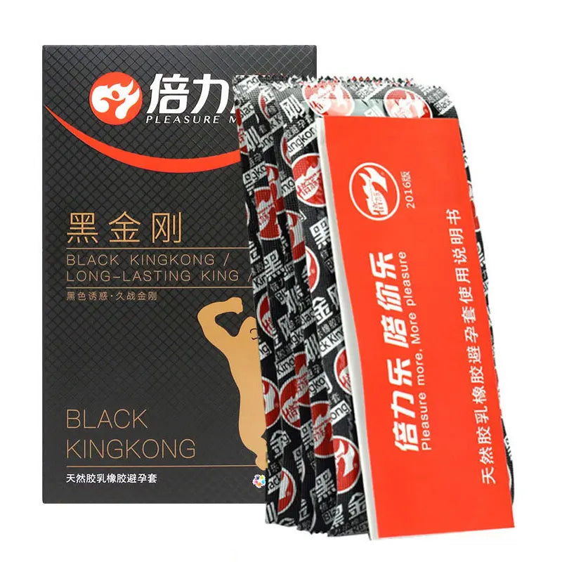 10pcs Condoms Black Durable Ultra Thin Penis Sleeve Long Lasting Natural Latex Lubricated Condom Men Contraception Sex Products - Seprincess