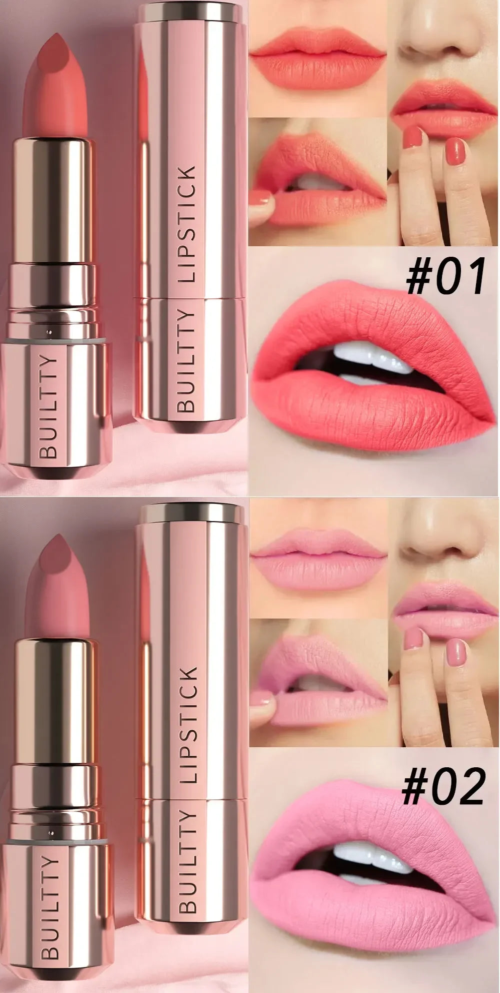 Matte Lipstick 5 Colors Nude Red Moisturizer Smooth Lipstick Long Lasting Waterproof Lipstick Matte & Pearl Finish Makeup Gift - Seprincess